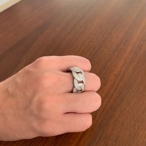Designer Ring - silver cuban chain links